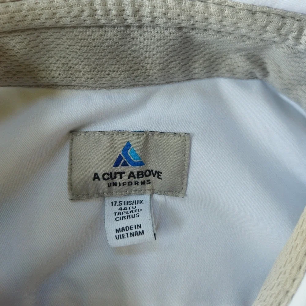 A Cut Above Uniforms Cirrus Pilot Shirt 17.5 XL White Tapered Short Sleeve NWOT